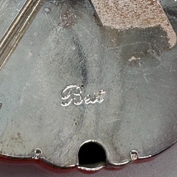 BEST Jack O Lantern Pumpkin Brooch Pierced Earrings Set Enamel Halloween Witch - Picture 7 of 14